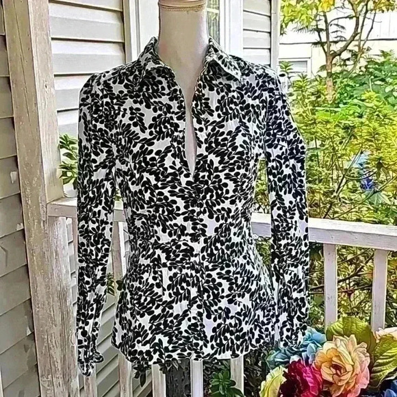 Apt 9 stretch long sleeve button down shirt black and white size s - Picture 1 of 4